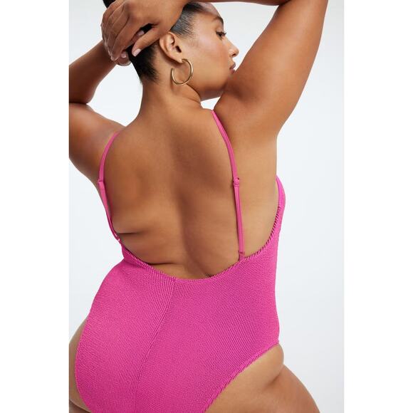 Good American Always Fits One Piece Swimsuit in Fuchsia Pink Metallic - Picture 10 of 12